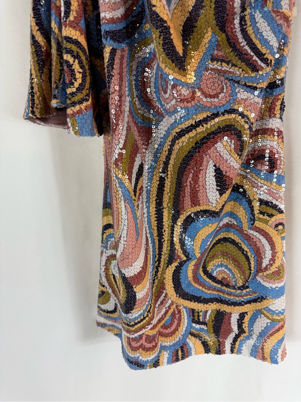 Sequin One Shoulder Mini Dress Women's S 
Multicolor Bell Sleeve Ark & Co - Picture 4 of 9